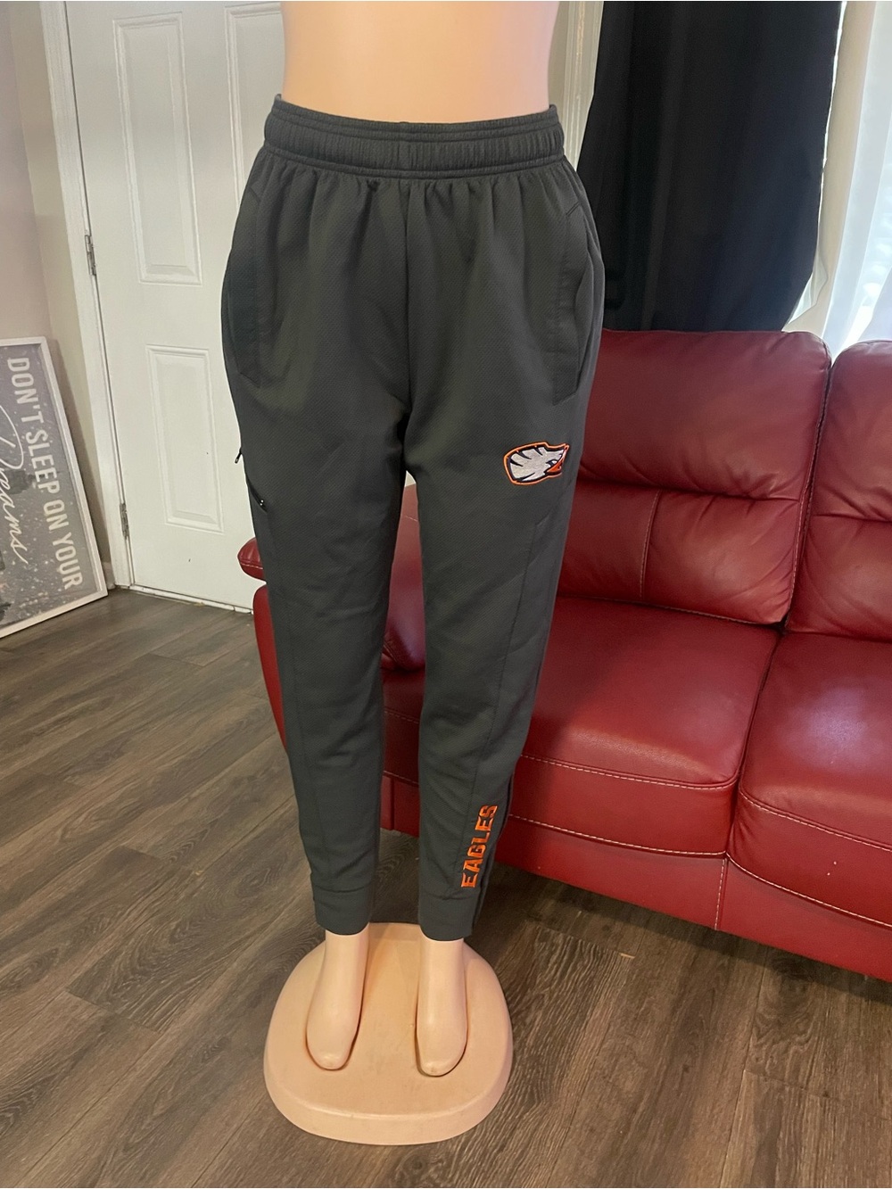 X Griffin Gray Athletic Joggers with Orange Team Accents Medium Eagles